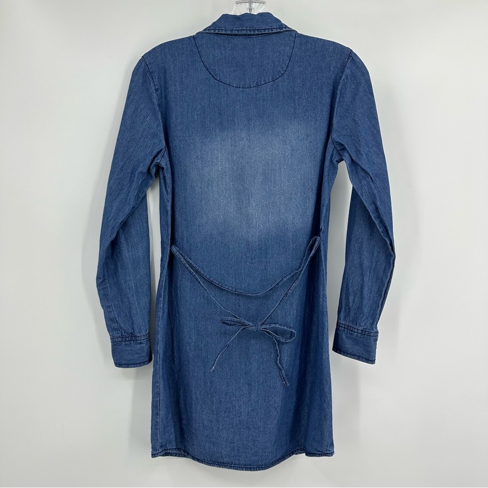 7 For All Mankind Shirt Dress Long Sleeve Chambray Denim Blue Size L Girl - Picture 5 of 8